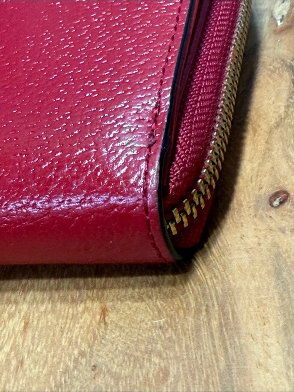 Kate Spade Classic Red Pebbled Leather Double Zip Wristlet Wallet